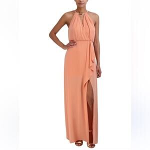 BCBGMaxAzria Draped Necklace maxi dress sunset orange - 4